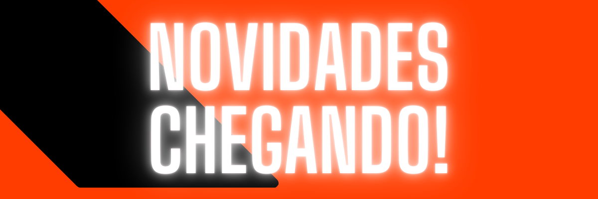 Banner de desktops gamers em destaque, fundo preto com detalhes em laranja